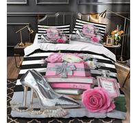 ZAWPPEUIO Tres Piezas Microfibra Impresión 3D Elegant Belleza Gifts Juego Fundas Edredón Diseño 3D Fundas Almohada Lavables Paris Chic Life Funda Edredon for Ancianos Double（200x200cm）