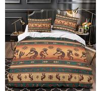 ZAWPPEUIO Tres Piezas Microfibra Native American Fuego Fundas Edredón Impresión 3D Fundas Almohada Lavables Southwest Tribal Juego Fundas Edredón for Adolescentes Single（135x200cm）