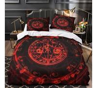 ZAWPPEUIO Tres Piezas Microfibra Suave Red Mystical Sigil Funda Edredon Diseño 3D Funda Almohada Antibacteriana Dark Occult Symbol Funda de Edredón for niños Super King（260x220cm）