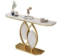ZAWQFDZ Mesa Consola Moderna con Tablero de Piedra Sinterizada y Estructura de Metal, Mesa Auxiliar Minimalista Estrecha para Recibidor y Sala de Estar(White,120cm/47.2in)