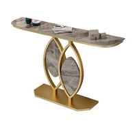 ZAWQFDZ Mesa Consola Moderna con Tablero de Piedra Sinterizada y Estructura de Metal, Mesa Auxiliar Minimalista Estrecha para Recibidor y Sala de Estar(Gray,120cm/47.2in)