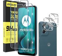 ZAXGLAR Protector Pantalla para Motorola Moto G06/G06 Power Cristal templado,2 x Protectores de Pantalla + 2 x Protectores de Lente de Cámara,Sin burbujas y duradero