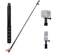 Zaxiva 150cm Invisible palo Selfie de Fibra Carbono, Selfie Stick de Extensión Extensible para Insta360, para GoPro, DJI, Cámara de Acción,palo Selfie Estabilizador Mano con Hebilla Montaje para GoPro