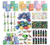 Zaxiva 90 Piezas Juguetes de Fiesta a Granel, Relleno Piñata Cumpleaños Infantil, Dinosaurio Cumpleaños Regalo de Fiesta con Bolsas de Regalo Tatuajes Niños, Regalo de Pascua, Halloween, Navidad