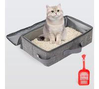 Zaxiva Arenero Gatos Cubierto Plegable Portátil, Caja Arena Gato con Cremallera y asa Tipo Pala, Inodoro Portatil para Viajes, Liviana, Fácil de Limpiar, Plegable, a Prueba de Fugas