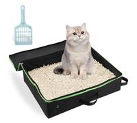 Zaxiva Arenero Gatos Cubierto Plegable Portátil, Caja Arena Gato con Cremallera y asa Tipo Pala, Inodoro Portatil para Viajes, Liviana, Fácil de Limpiar, Plegable, a Prueba de Fugas