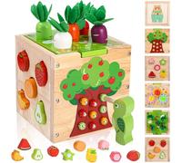 Zaxiva Cubo de Actividades Bebe,5 en 1 Juguete Madera Montessori Niños 1 Año,49 Pcs Juegos Sensoriales Educativos Clasificador de Formas de para Bebés de 6 a 12 Meses