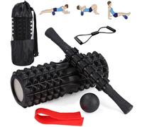 Zaxiva Foam Roller kit Pilates 5 en 1, Rulo Pilates de alta Densidad, Rodillo Masaje Muscular, Bola de Masaje, Tensor, Banda de Resistencia Para Masaje Muscular de Tejido Profundo, Musculacion