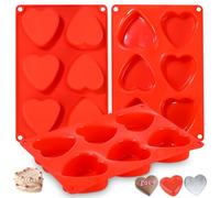 Zaxiva Moldes de Silicona para Chocolate, Molde de Galletas en Forma de Corazón Silicona 6 Compartimentos Para Pastel de San Valentín, Pudín de Gelatina, Juego de 3 Kit Para Hacer Jabones Artesanales