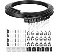 Zaxiva Riel Cortina Techo Flexible de 3 Metros, Rieles para Cortinas de Techo Curvos con Ruedas Silenciosas para Separador de Ambientes, Dormitorio, Sala de Estar, Montaje en Techo, Negro