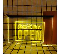 Zayeksole Come in We're Open Letrero De Neón Regulable para Decoración De Pared, Letrero De Luz De Neón Publicitario LED Alimentado por USB para Bar, Hotel, Restaurante,Amarillo,30x20cm