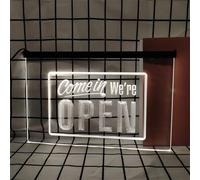 Zayeksole Come in We're Open Letrero De Neón Regulable para Decoración De Pared, Letrero De Luz De Neón Publicitario LED Alimentado por USB para Bar, Hotel, Restaurante,Blanca,40x30cm