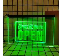 Zayeksole Come in We're Open Letrero De Neón Regulable para Decoración De Pared, Letrero De Luz De Neón Publicitario LED Alimentado por USB para Bar, Hotel, Restaurante,Verde,40x30cm