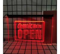 Zayeksole Come in We're Open Letrero De Neón Regulable para Decoración De Pared, Letrero De Luz De Neón Publicitario LED Alimentado por USB para Bar, Hotel, Restaurante,Rojo,40x30cm