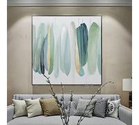 ZAYEN Cuadro nórdico abstracto verde claro pintura al óleo sobre lienzo póster de pared imagen para sala de estar dormitorio sin marco 30 x 30 cm sin marco