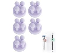 Zayin Silicona para cepillos de Dientes, Soporte multifunción,Gancho Impermeable Autoadhesivo para Cepillo de Dientes, Gancho para Colgar en la Pared,baño,Cocina (5 Piezas Morado)