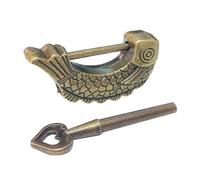 ZAYIUKI Candado retro en forma de pez, bronce vintage, candado con patrón de peces antiguos, decorativo para joyero y maletas de madera
