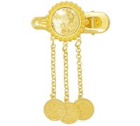ZAYIUKI Pinza dorada única para el pelo con borlas de moneda para mujeres jóvenes de moda, estilo bohemio, clip de pico de pato para disfraz étnico