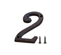 Zayookey Hierro Fundido Número de Casa Métal Número de Dirección de Estilo Retro House Number para Puertas Modernas, Paredes, Direcciones de Calles (Número 2)