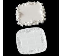 Zayookey Moldes de silicona para bandejas, moldes cuadrados con borde de rosa para resina epoxi, molde para hacer bandejas de frutas y té, platos de joyería y proyectos de artesanía (patrón de rosas