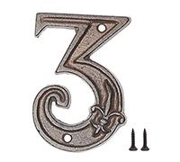 Zayookey Número de Casa 4,7 Pulgadas Números de Dirección de Casa de Hierro Fundido Métal Número de Estilo Retro Metal House Number para Puertas (Número 3)