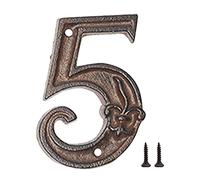 Zayookey Números para Casas Externos 12 cm Números de Casa en Hierro Fundido Números de Dirección de Puerta Retro Iron House Numbers (Número 5)