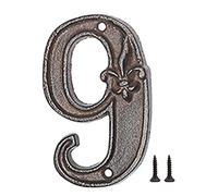 Zayookey Números para Casas Externos 12 cm Números de Casa en Hierro Fundido Números de Dirección de Puerta Retro Iron House Numbers (Número 9)