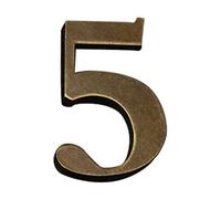 Zayookey Placa autoadhesiva para número de casa, de 4 pulgadas, cobre antiguo, número de dirección del hogar, de metal rústico, para puerta de hotel, puerta de calle, (número de puerta 5)