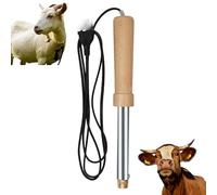 Zayuzo Descuernador Eléctrico para Ganado, Máquina con Cabezal Calefactor De Cobre, Mango De Madera, Manguera Aislada Y Cable Alargador De 1,90 M para Terneros Y Corderos (15-70 Días)