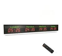 Zayuzo Elegante Reloj Mundial LED Con Control Remoto, Tres Niveles De Brillo Ajustables, WiFi De Sincronización Automática, Pantalla De Zona Horaria Múltiple, Montaje En Pared/suspensión, Para Oficina