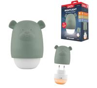 ZAZU Benny Luz nocturna para bebé automática con detector de crepúsculo - recargable | blanco y naranja | Autonomía 70h | Modo de viaje | Lámpara de noche portátil para niños (Sauge)