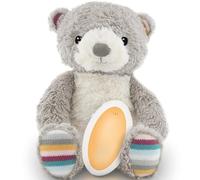ZAZU Bruno The Bear Nightlight - Máquina de sonido con grabación de voz | 7 melodías preestablecidas | Silencio, sonido de latido del corazón y ruido blanco | Sensor activado por llanto | Regalo de