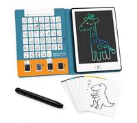 ZAZU Divertida tableta de dibujo LCD para niños - tableta de pintura de 8,5 pulgadas con 40 tarjetas de plantilla y lápiz, función de borrado y botón de bloqueo, juguete educativo creativo para casa y
