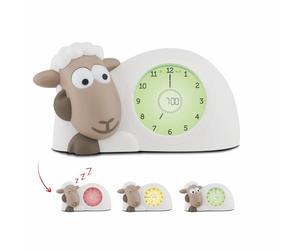 Zazu Reloj Sam The Lamb - Reloj de Entrenamiento de sueño y luz Nocturna para niños | Enseña a tu Hijo con Indicadores visuales cuándo despertarse | Brillo Ajustable | Apagado automático (marrón)