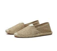 ZBDP - Alpargatas planas de verano para hombre, de lino, para mujer, hechas a mano, estilo informal, para conducir, talla grande, Mt001 marrón oscuro, 44 EU