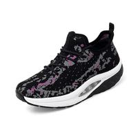 ZBDP - Tenis deportivos de plataforma para mujer, con cuña tonificante, para adelgazar, fitness, gimnasio, caminar, negro, morado, 38 EU