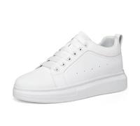 ZBDP - Zapatos de elevación para hombre y mujer, zapatos invisibles para aumentar la altura, de piel blanca, con cordones, 6 cm, 8 cm, 10 cm, Blanco 8 cm, 38.5 EU