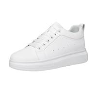 ZBDP - Zapatos de elevación para hombre y mujer, zapatos invisibles para aumentar la altura, de piel blanca, con cordones, 6 cm, 8 cm, 10 cm, Blanco 10 cm, 38 EU