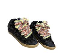 ZBDP - Zapatos deportivos para hombre y mujer, diseño de color, lengua gruesa, casual, colorido, cordones a juego, material de cuero, 2 (Reino Unido), 37 EU