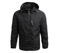 ZBDZSW - Chaqueta cortavientos para hombre, impermeable, para exteriores, con capucha, para deportes y campos de escalada, Negro, XL