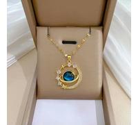 ZBDZSW Exquisito Collar con borlas de Mariposa y circonitas con microincrustaciones para Mujer, Gargantilla de clavícula de Acero Inoxidable con Flor de Luna