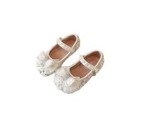 ZBDZSW Mary Janes - Zapatos de fiesta para niñas, con lentejuelas, diamantes de imitación, a la moda, versátiles, suaves, informales, para niñas, beige, 28.5 EU