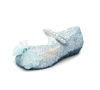 ZBDZSW - Sandalias de princesa con lazo para niños, con parte inferior suave, tacones altos, gelatina de cristal, para bodas, fiestas, zapatos de PVC para playa, Blue, 28 EU