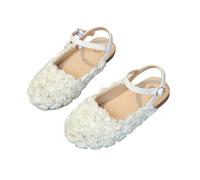 ZBDZSW - Sandalias para niñas, diseño de flores de princesa, zapatos de vestir simples de verano para niños, zapatos planos Mary Janes, para fiestas y bodas, beige, 28.5 EU