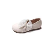 ZBDZSW - Zapatos de piel para niña, versátiles, suaves, con lazo, con cuentas, para boda, sin cordones, Mary Janes, Mqtx Sq2376beige, 31 EU