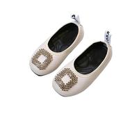 ZBDZSW - Zapatos de piel para niños, antideslizantes, suaves, de poliuretano, para niñas, zapatos planos para primavera, otoño, ballet, mocasines clásicos, beige, 18 EU