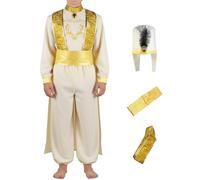 ZBH1985 Disfraz de lujo del príncipe árabe Aladdin vestido de manga larga con tocado traje de rendimiento