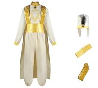ZBH1985 Disfraz de lujo del príncipe árabe Aladdin vestido de manga larga con tocado traje de rendimiento