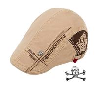 ZBHDEYG 1 boina vintage, 1 aguja de calavera, gorro para hombre, gorro ajustable, boina para todo el año, gorro casual simple, ala grande, Color caqui oscuro., S/M