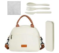 ZBHDEYG 1 bolsa de almuerzo para mujer, 1 juego de utensilios, trapo, portátil, a prueba de fugas